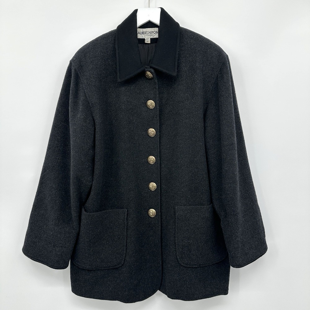 Vintage Albert‎ Nipon Boutique 100% Wool Coat Womens Size 12 Quiet Luxury XL 1X